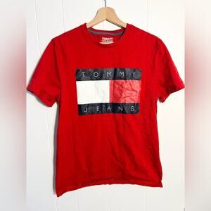 Tommy jeans red t shirt oversized short sleeve